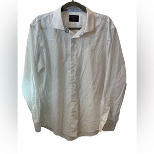 Nordstrom Men’s Shop White Non-Iron Dress Shirt 16.5 Trim Fit Cotton Classic